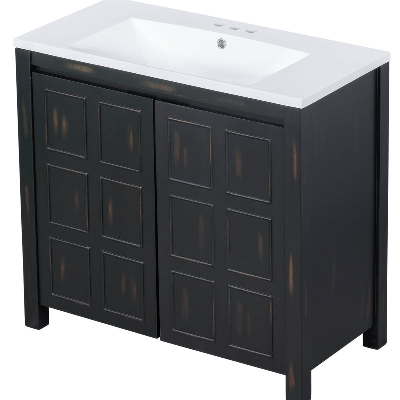Ensemble de meuble-lavabo simple 18,09 po avec plateau en résine Quenette