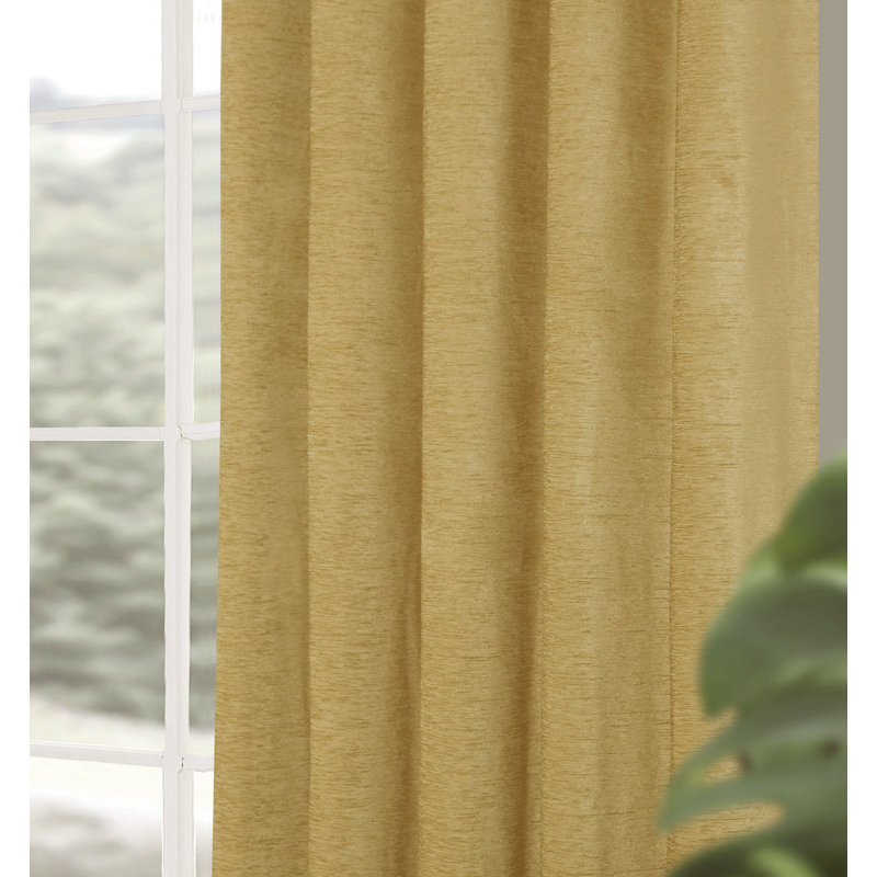 Krishaan Eyelet Blackout Thermal Curtains Pair, Ochre, 114cm Width x 137cm Drop