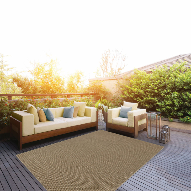 Tapis brun clair à motif géométrique Poole Collection, 8 pi x 10 pi