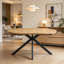 Extendable Dining Table 120-160 x 80 cm, Oval Dining Table for 4-6 People, Self-Storing Extension Leaf, Black Metal Spider Legs, Modern Kitchen Dining Room Table, Warm Oak Effect