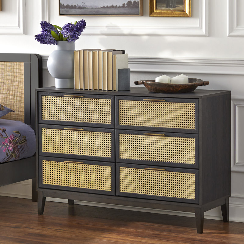 Jalex 6 Drawer Double Dresser, Black