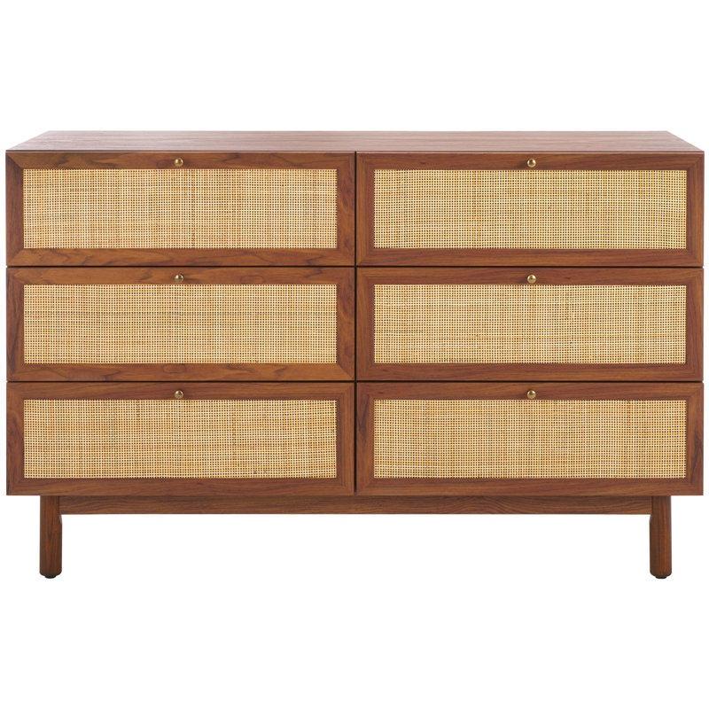 Andreq 46.93'' W 6-Drawer Double Dresser, Walnut