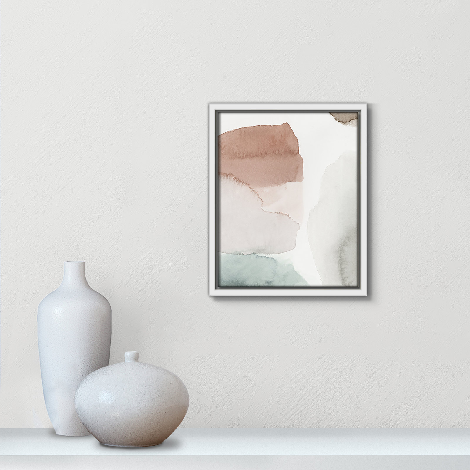 Weslyn "Hopeful II" Painting, White Framed, 11.5" H x 9.5" W x 2" D
