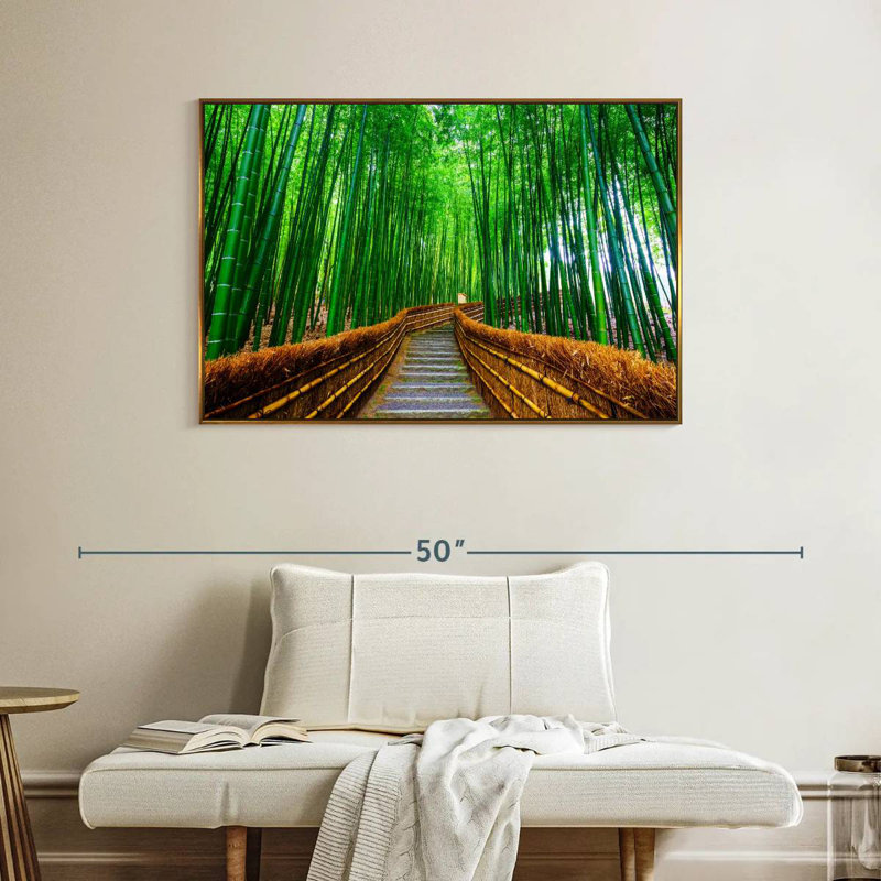 Bambou Arashiyama, Cadre flottant doré, 40 po x 27 po