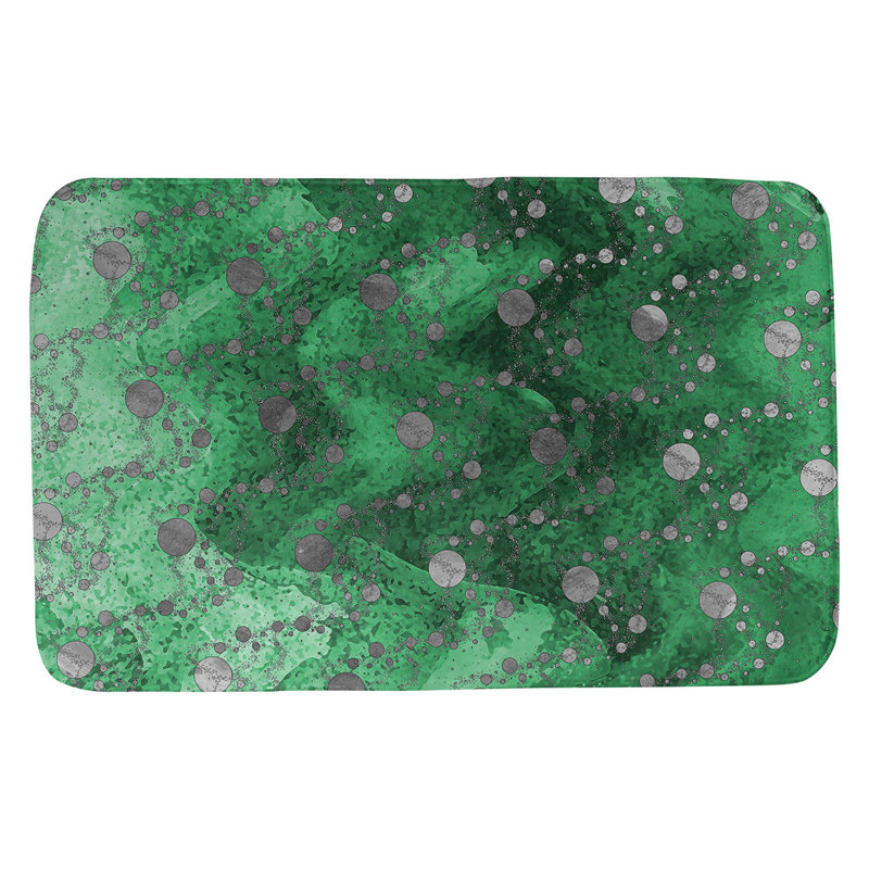 Tapis de salle de bain planet stars, l 21 po x L 34 po, Vert / Gris