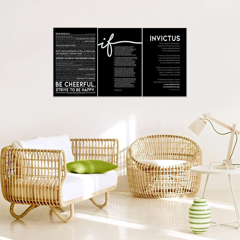 3 pièces d'art mural inspirant, image de dictons sur fond noir, citations, impressions sur toile de motivation pour la décoration de bureau, œuvre d'art encadrée pour triptyque