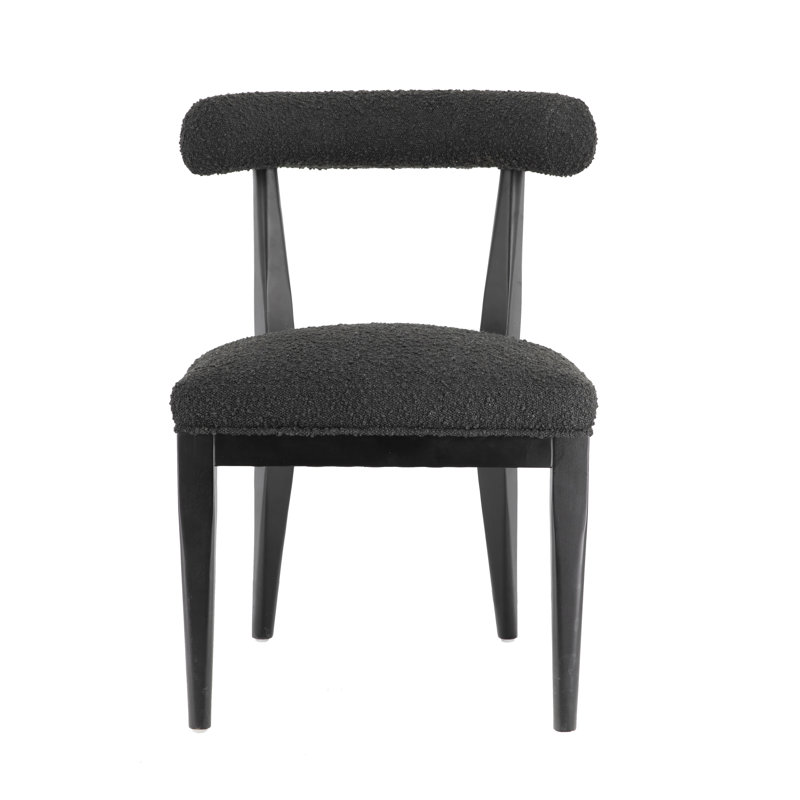 45.7cm H Boucle Upholstered Side Chair, Black, Black