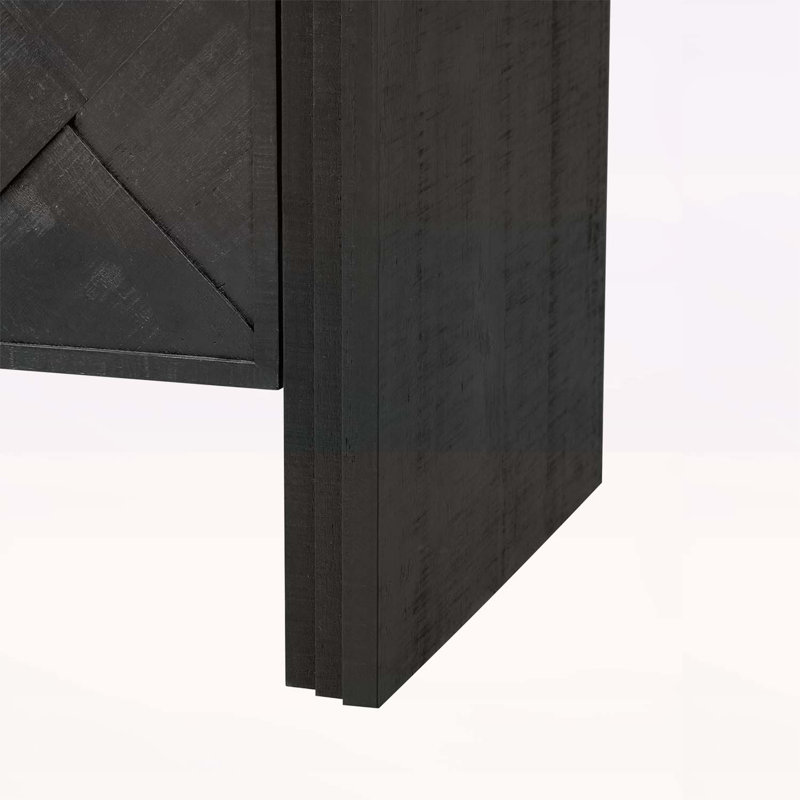 Console multifonctionnelle avec portes tissées et finition de qualité supérieure, Noir