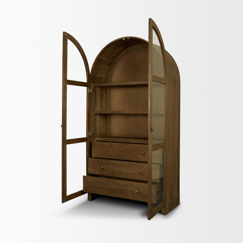 Vitrine en bois massif Stonewall, Brun moyen