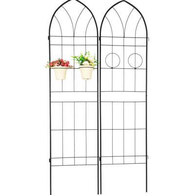 Ensemble de 4 treillis métalliques d'extérieur 78,7 po x 19,7 po, tablette à raisins antirouille, fleurs de jardin - Noir 78,7 po x 19,7 po, paquet de 4, pour jasmin.