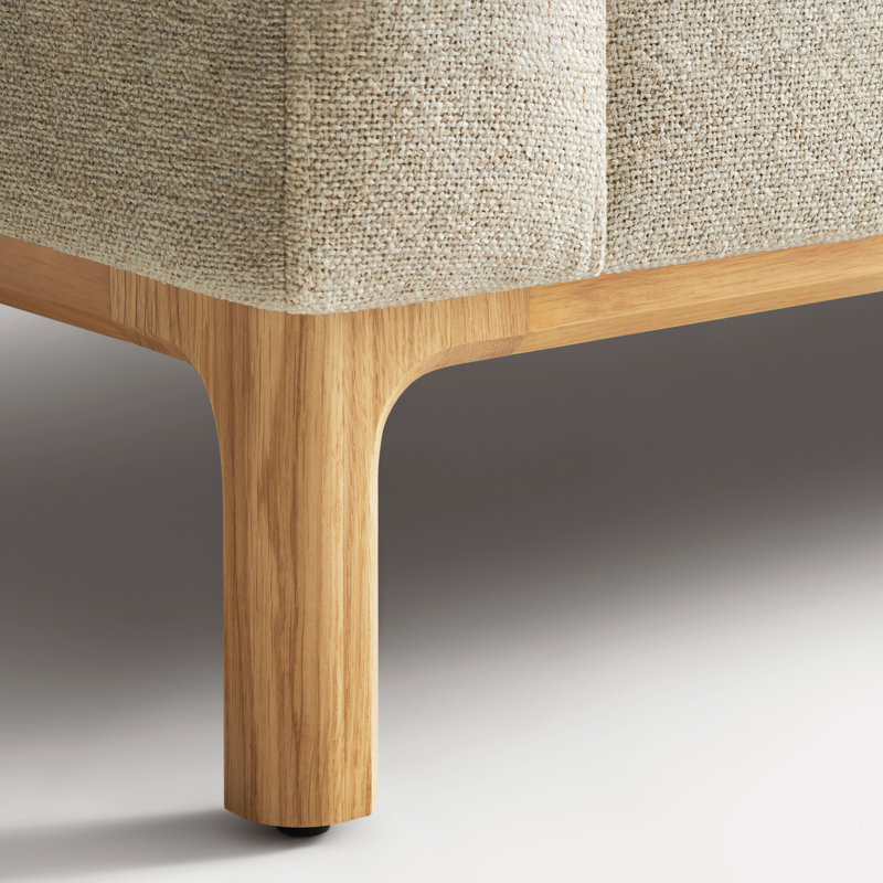 Guide Upholstered Sofa, White Oak, Sanford Oatmeal Basketweave, 31" H x 82" W x 36" D