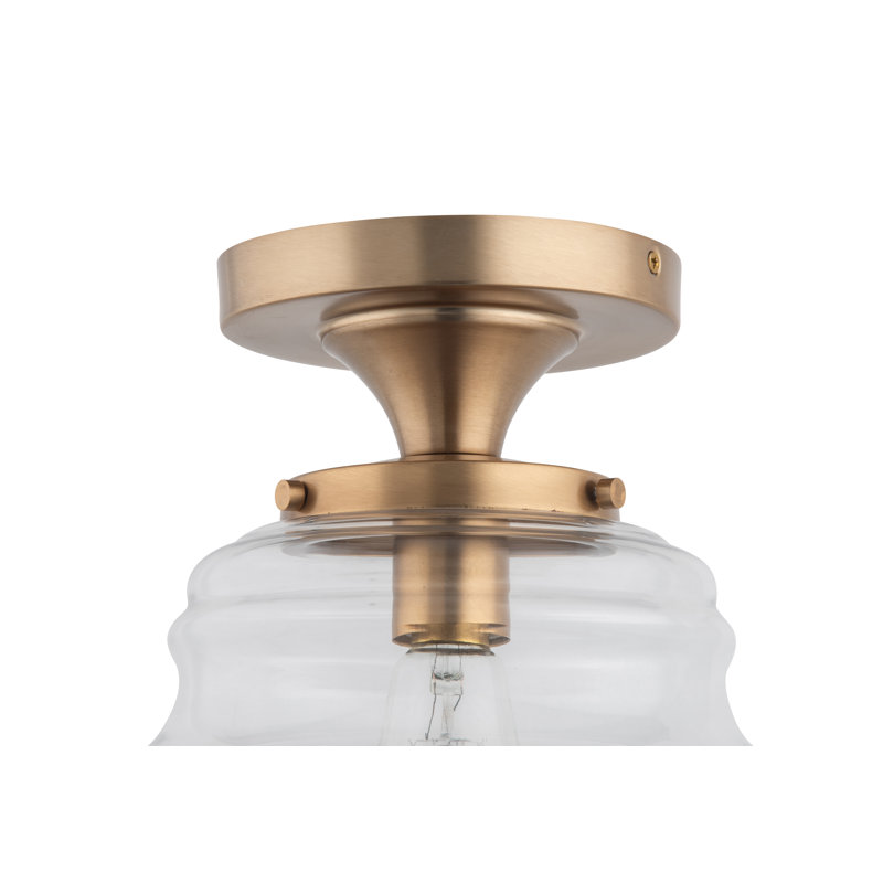 Hazelip Farmhouse Glass Semi Flush Mount Ceiling Light, Gold