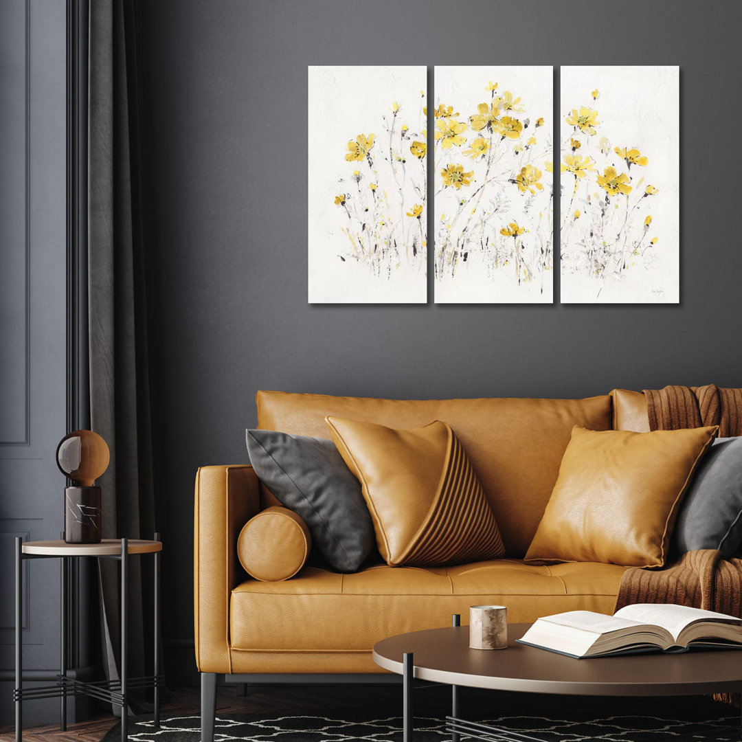 Wildflowers I Bright Yellow von Lisa Audit - No Frame Gallery-Wrapped Canvas Giclée on Canvas