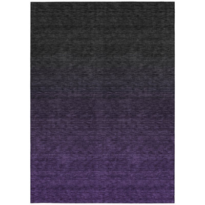10' X 14' Eggplant Purple And Charcoal Abstract Washable Indoor Outdoor Area Rug