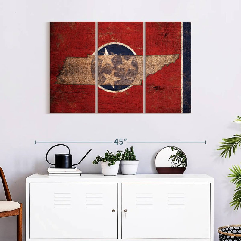 «State Map Over Tennessee Flag», reproduction sur toile, H 24 po x l 38 po x P 1,25 po