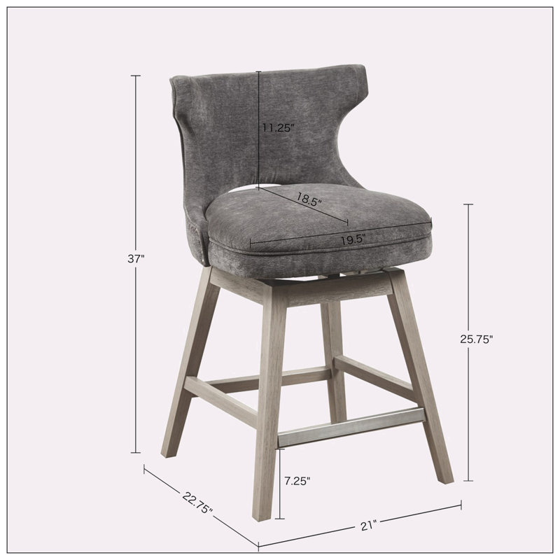 Tabouret de comptoir Callistus 25,75, Gris, Gris foncé