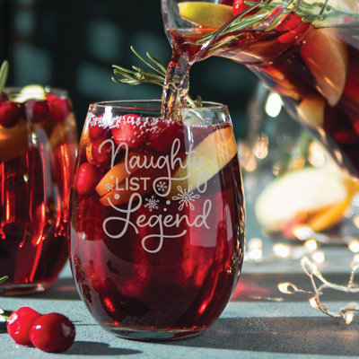 Ensemble de 2 verres à vin sans pied Naughty List Legend