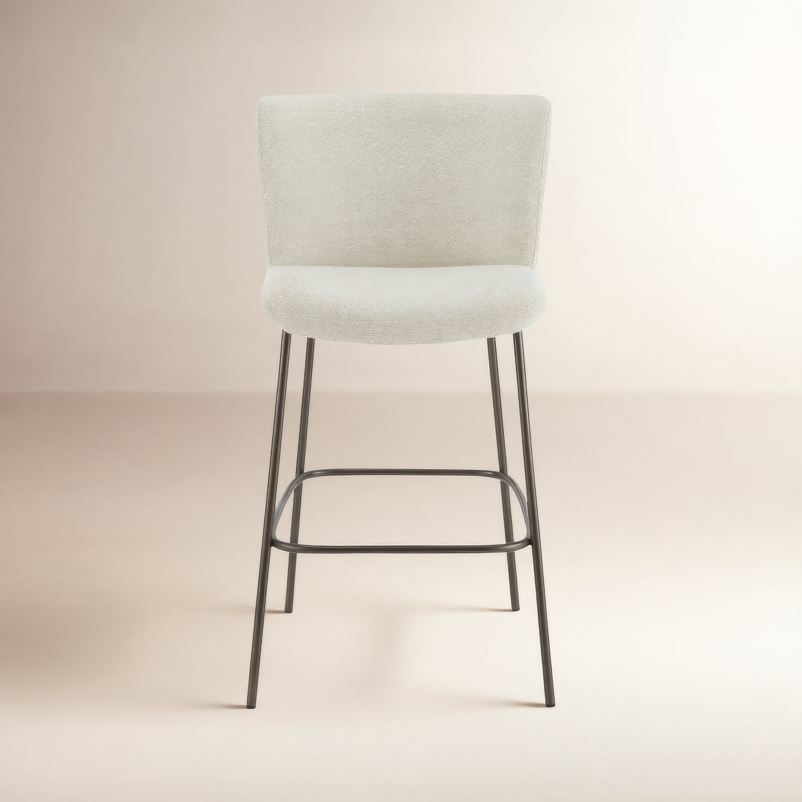 Dareau Upholstered Stool, Bar Stool (30.3" Seat Height), Beige Polyester