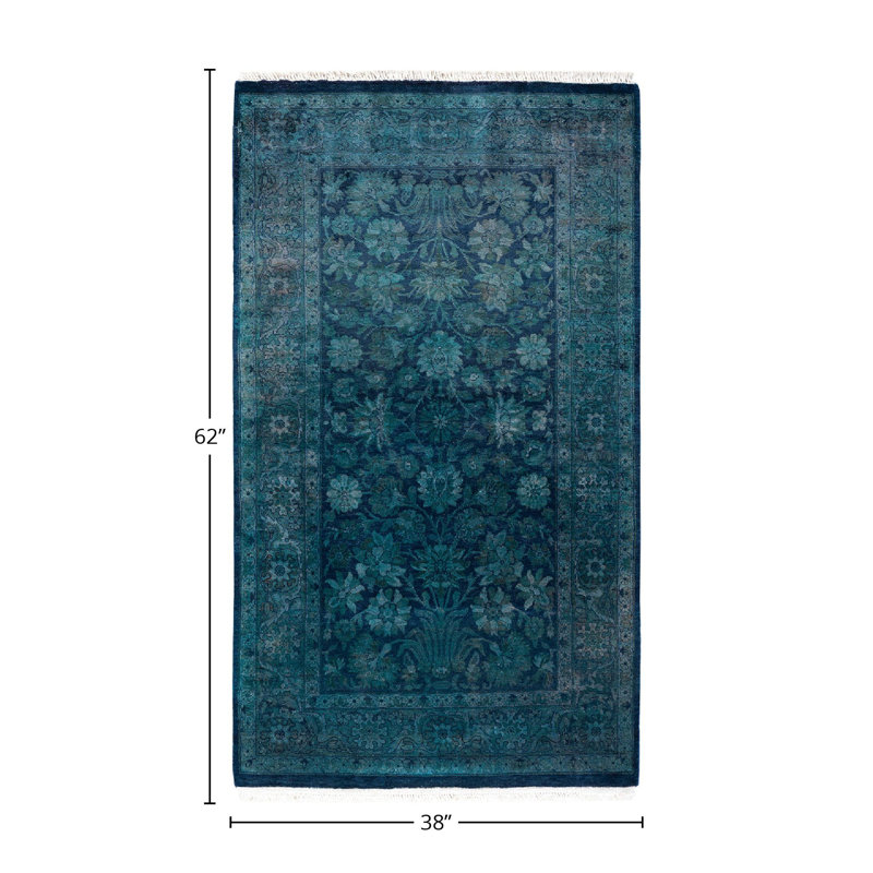 Courey One-of-a-Kind Rectangle 3' 2" X 5' 2" New Age Wool Area Rug Purple