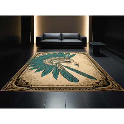 Tapis oriental beige lavable à la machine Darwin