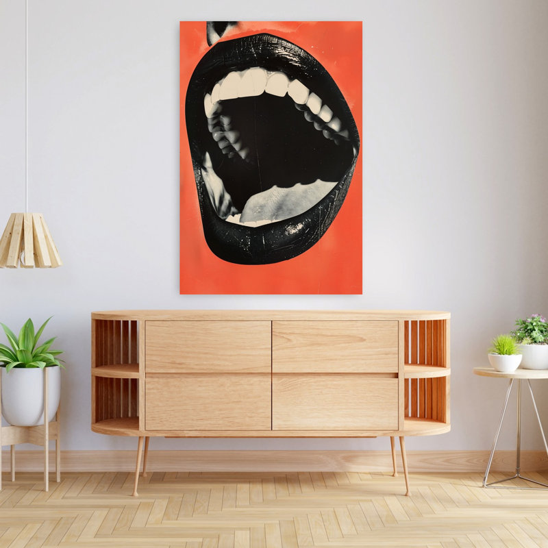 «Screaming Open Mouth Bold Dramatic Vibrant Landscape Nature», art mural, H 48 po x l 32 po
