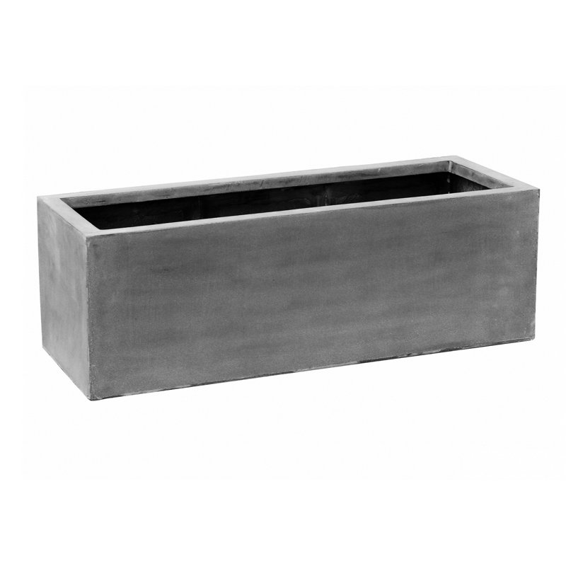 Modern Rectangular Fiberglass Planter, Gray, 12" H x 31" W x 12" D