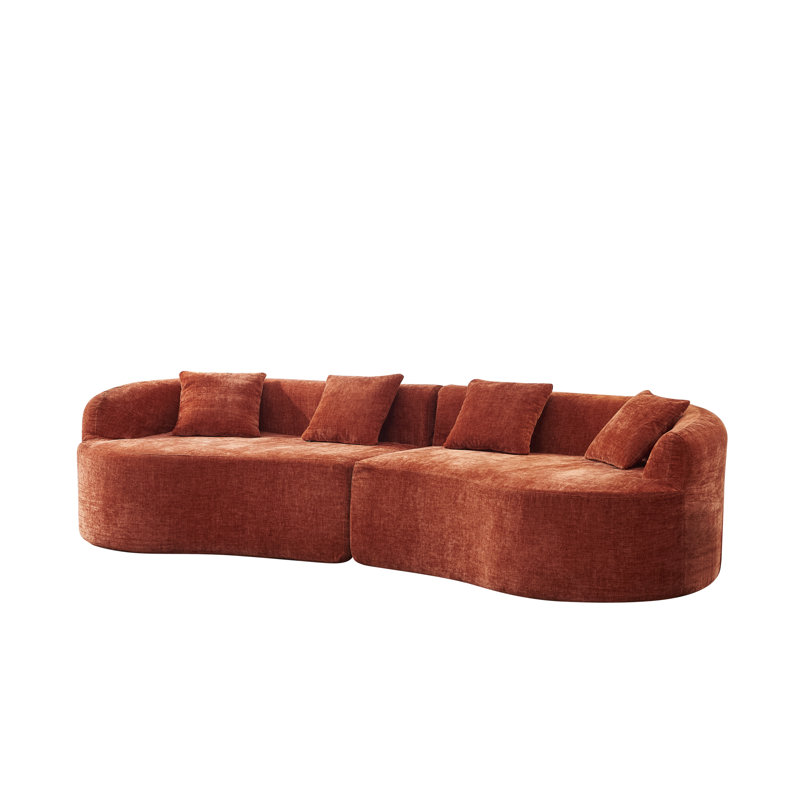 Space-saving Chenille Sofas, Curved Cloud Design, Perfect For Small Homes