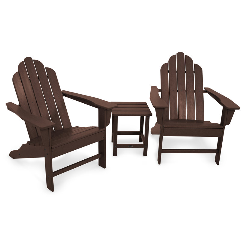 POLYWOOD Long Island Adirondack 3-Piece Set, Mahogany