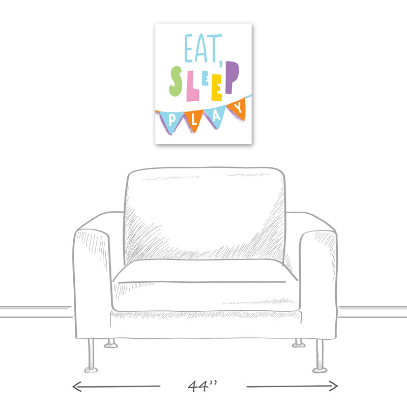« manger sleep play », art sur toile Majewski, H 16 po x l 20 po x P 1,25 po, Toile tendue