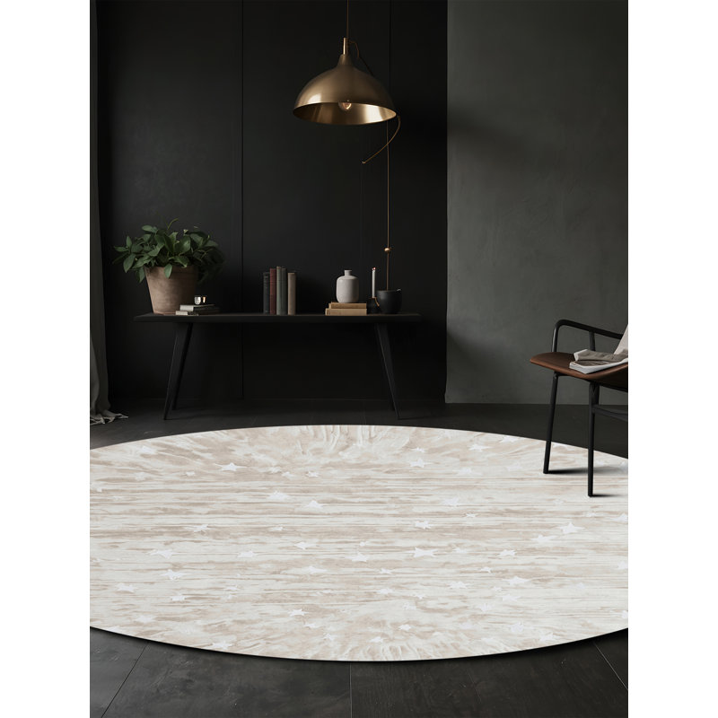 Machine Washable Gray Area Rug, Round 8'
