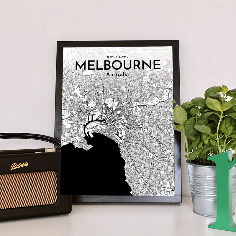 " Melbourne City Map ", 17" H x 11" W x 0.05" D