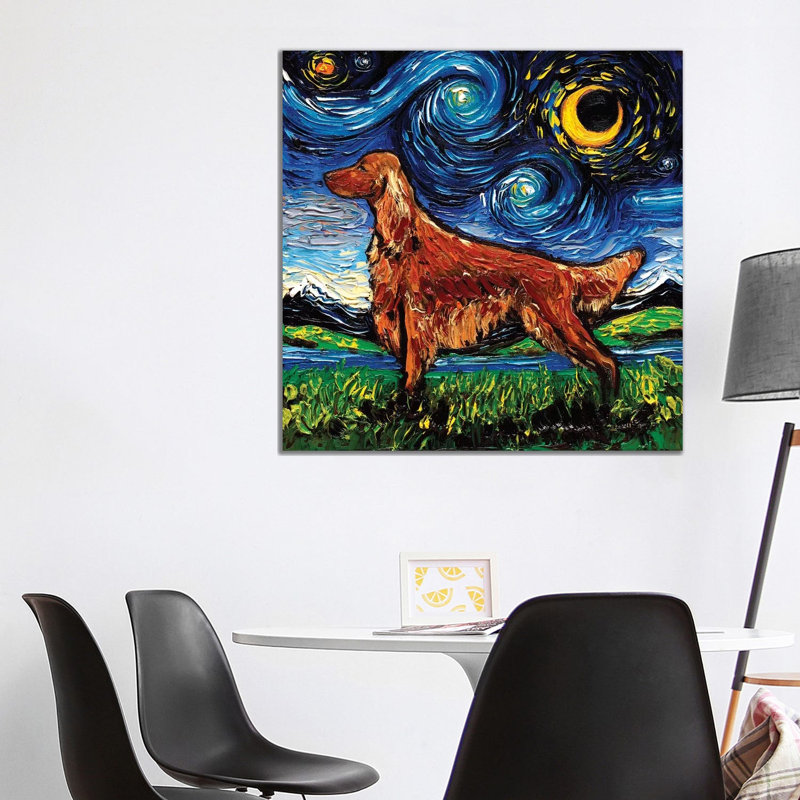 Irish Setter Night by Aja Trier - Wrapped Canvas Print, 93.98 cm H x 93.98 cm W x 1.91 cm D