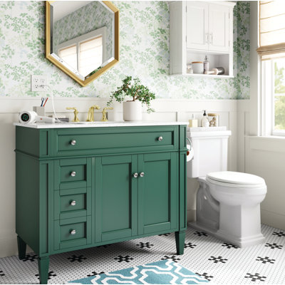Rivers 40'' Single Bathroom Vanity with Carrara Marble Top