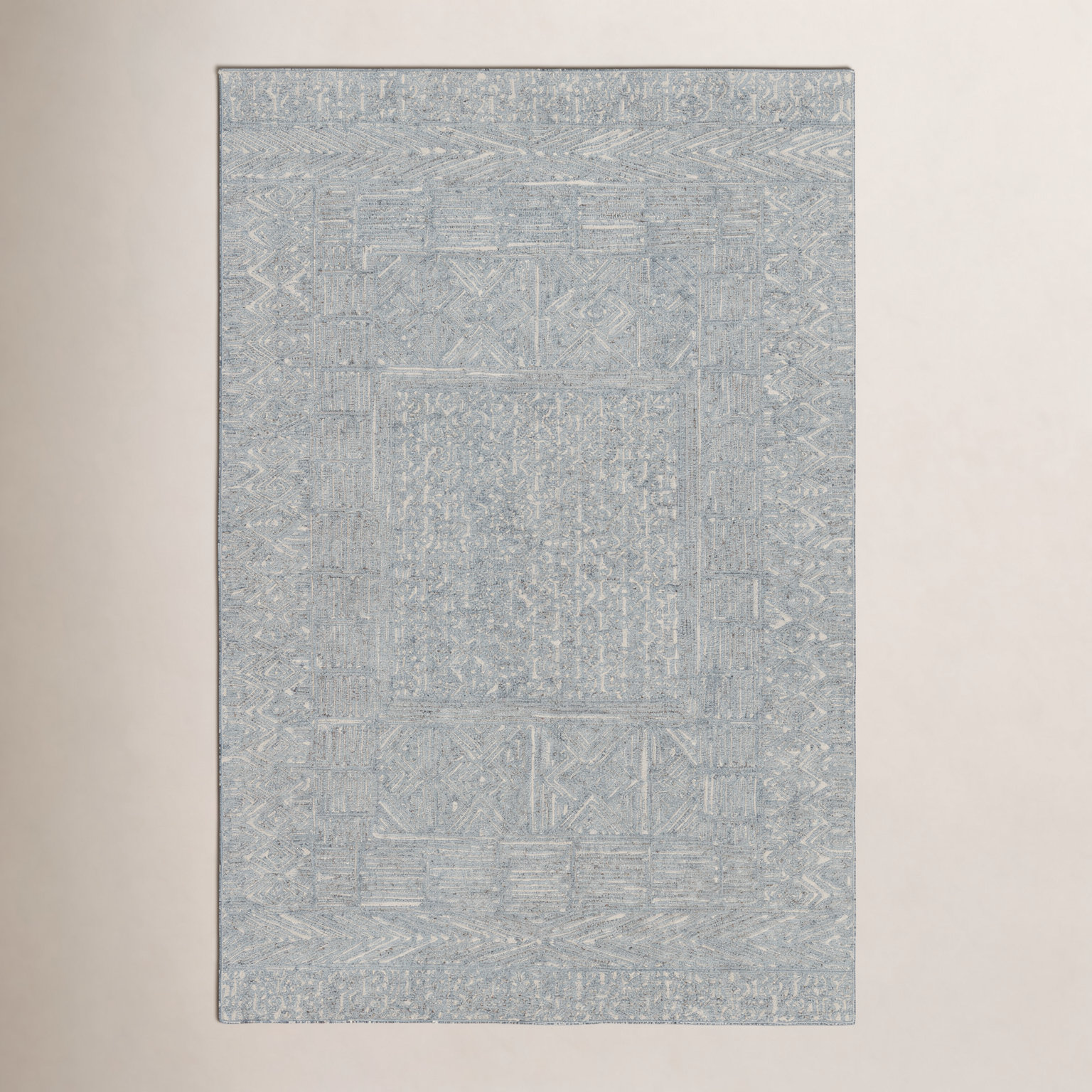 Christie Handmade Blue/Cream Rug, Rectangle 8' x 10'