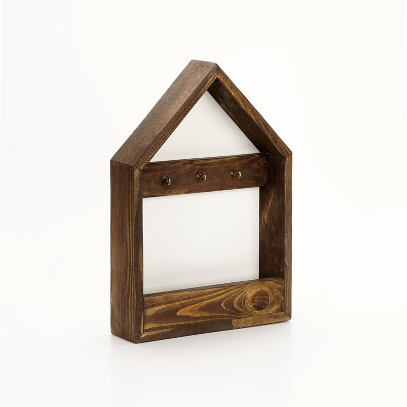 Tablette décorative en bois massif avec crochets Seman