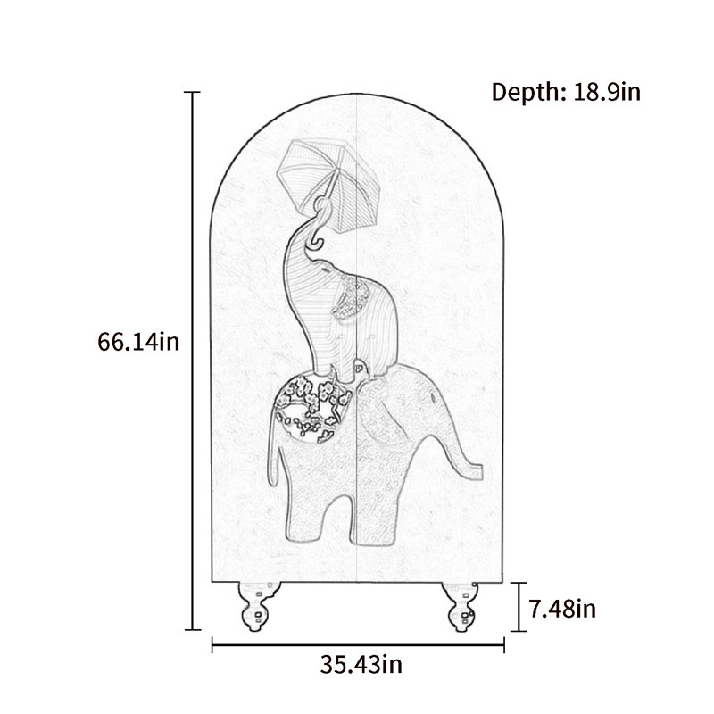 Armoire arquée avec tablettes et portes