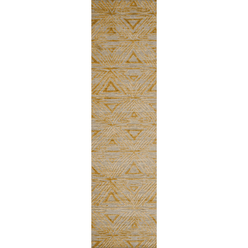 Hand Knotted Geometric Area Rug in Gray