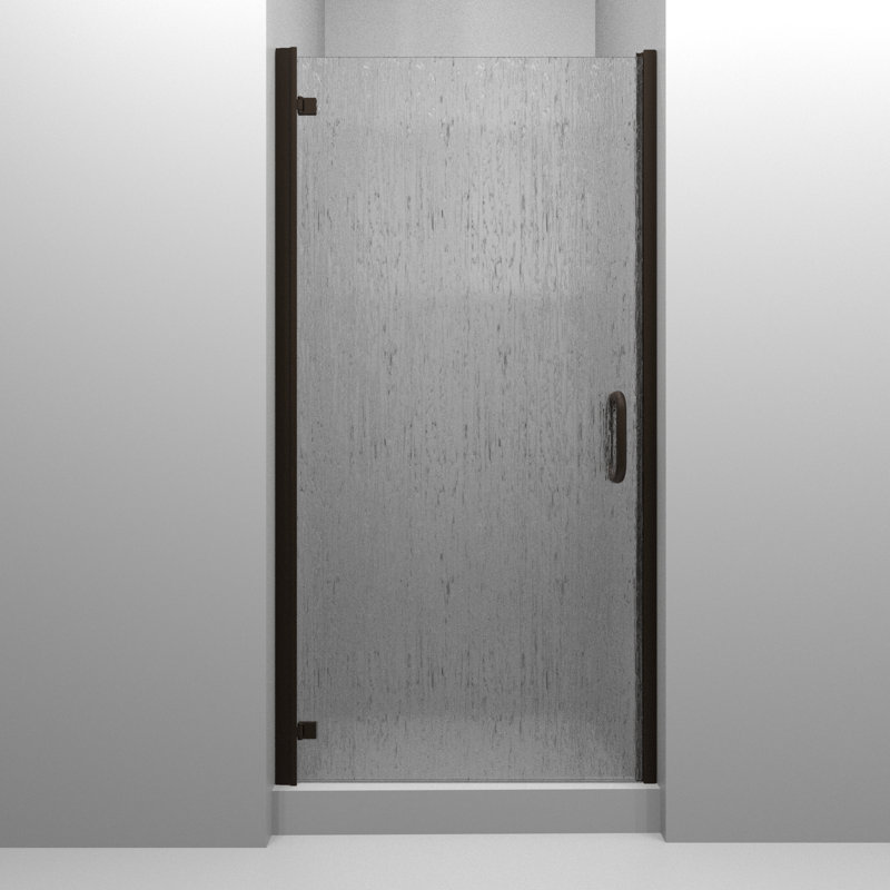 MP 30" W x 67" H Hinged Semi-Frameless Shower Door, Anodized Oil Rubbed Bronze, Rain