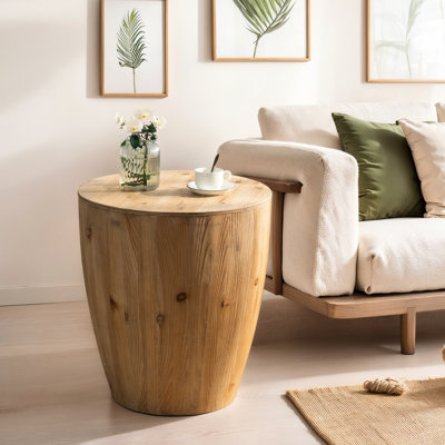 Classic Bucket Shaped Vintage Coffee Table For Home Use - Solid Wood & , 20.71" In Size, 23.69" High, 220 Lbs Load-Bearing, Storage Included, Simple Cleaning Method Charming Retro With Quality
