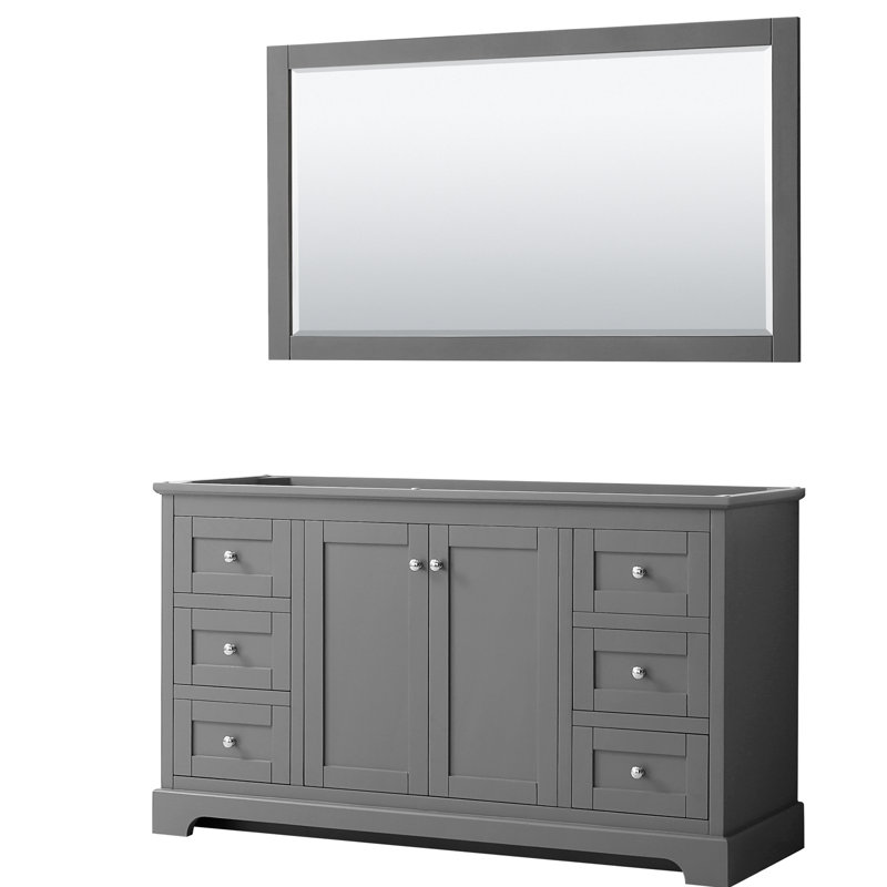 Base de meuble-lavabo simple 59 po Avery seulement, Gris foncé / chrome poli