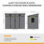 Dark grey wood grain plastic tool shed