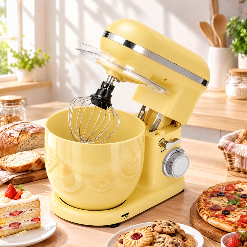 3.5-Quart Dual-Bowl Tilt-Head Stand Mixer with 300W Motor, Butter Yellow