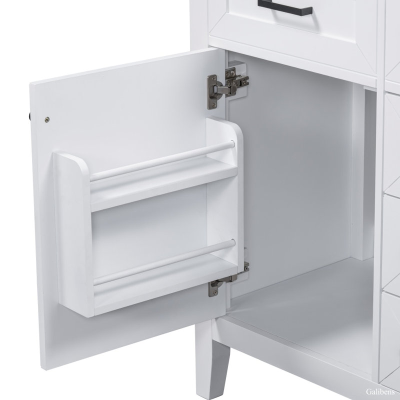 Armoire de salle de bain 30 po avec lavabo et tiroirs 30 po, Blanc, Noir, noir, noir, noir