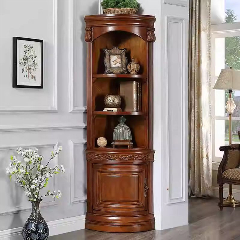 Cherry Wood Colour Solid Wood Corner cabinet, Cherry 