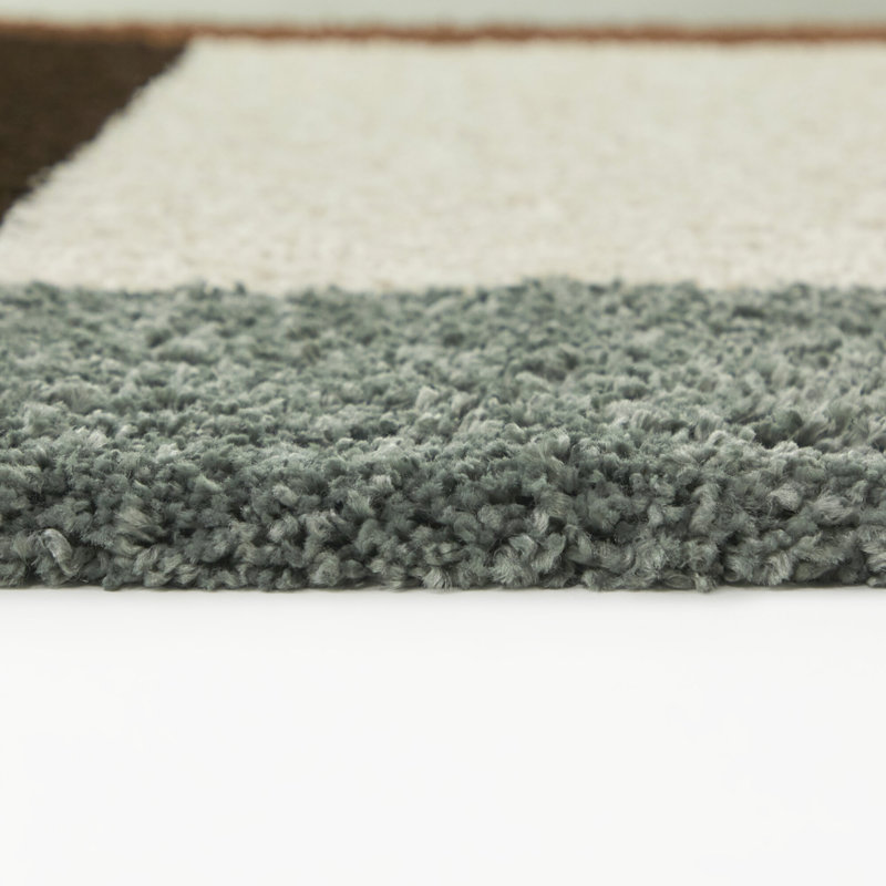 Leucon Blue/Rust Assymetrical Border Area Rug, Rectangle 7'10" x 10'