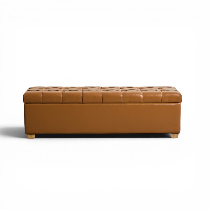 Banc de rangement rembourré l 60,2 po, Burnt Brown