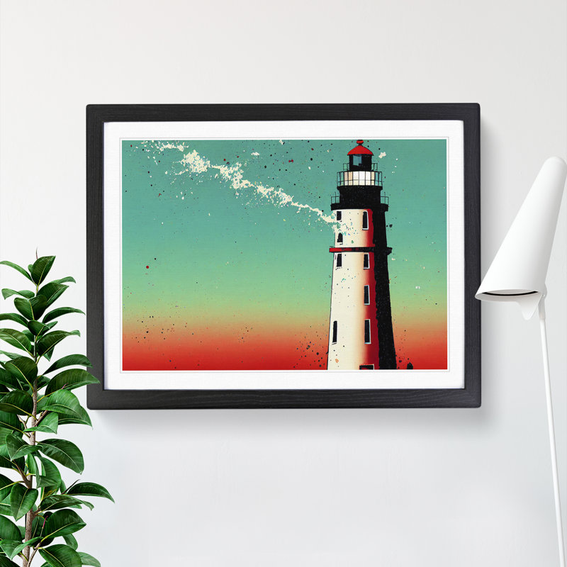 XH1022-6645X Painted Lighthouse Vol.1 - Single Picture Frame Print, Black Framed, 34cm H x 46cm W x 2cm D