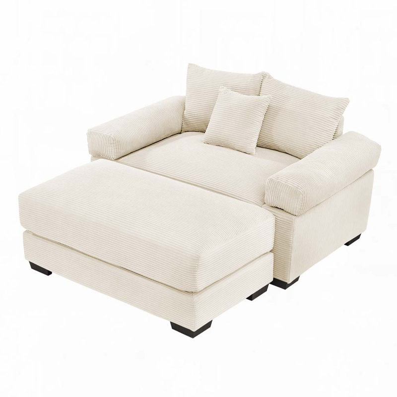 Fauteuil club avec repose-pieds 54,3 po, Beige