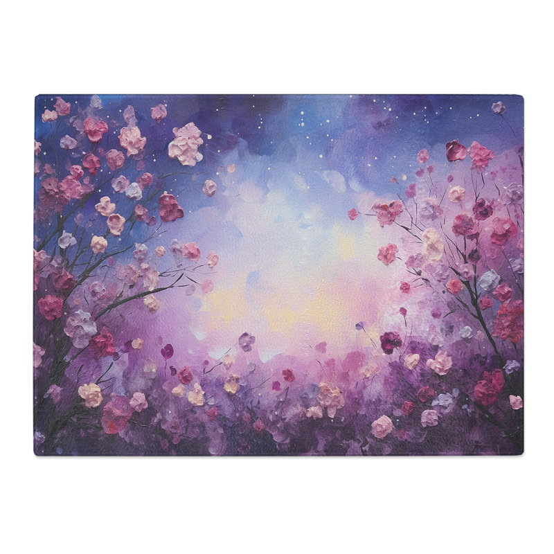 Galaxy Flowers Palette Knife  Glass Chopping Board