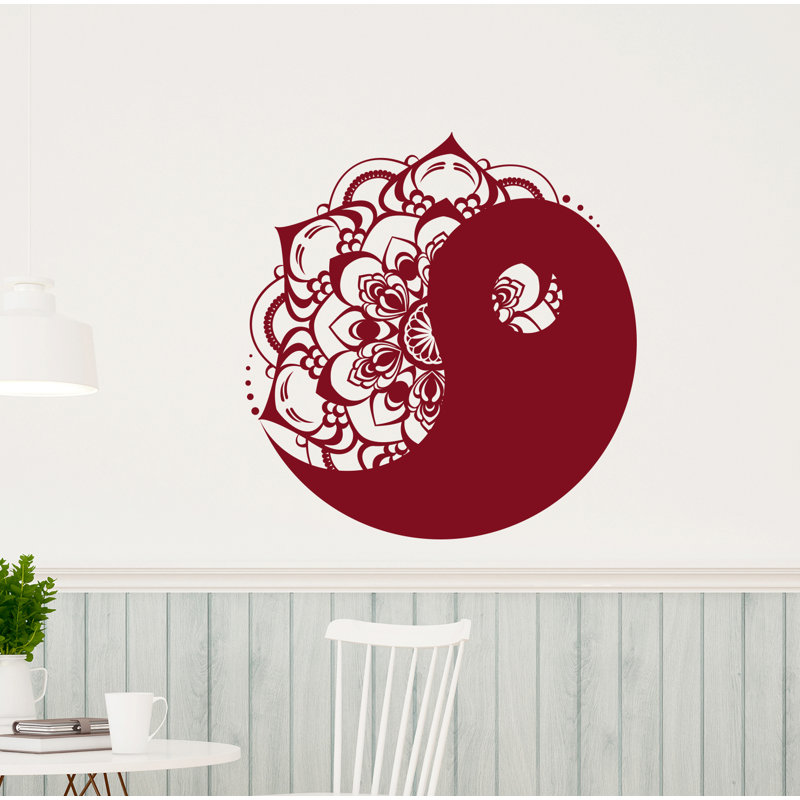 Adhésif décoratif mandala bohémien, H 20 po x l 22 po, Bourgogne